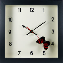Charger l&#39;image dans la galerie, Horloge noire papillon Callicore cynosura